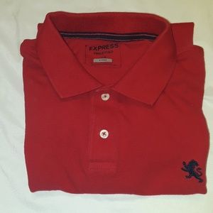 Express Men's Red Polo Size Large